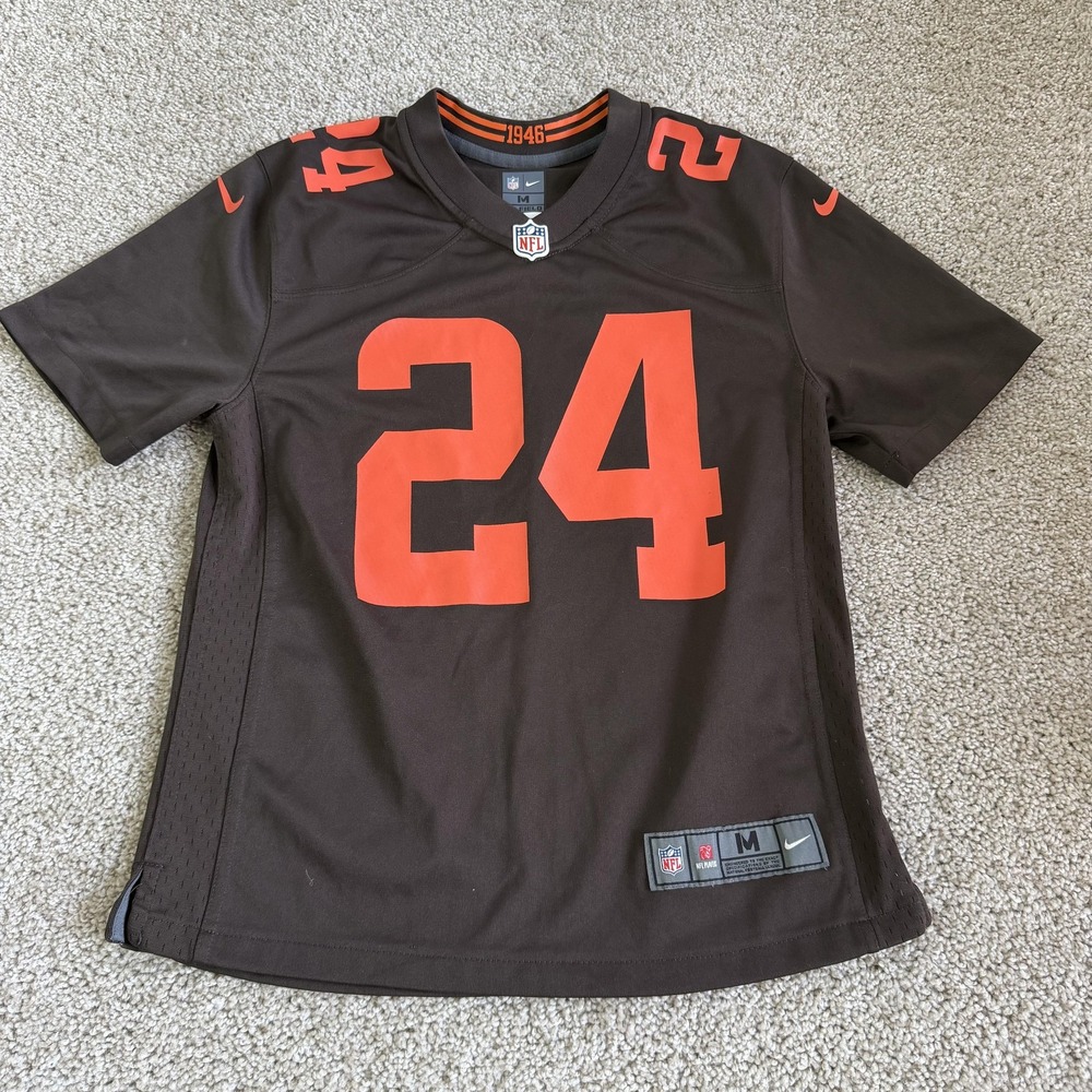 Cleveland Browns Jersey Boys Medium Brown NFL Football Nike Nick Chubb 24 Youth